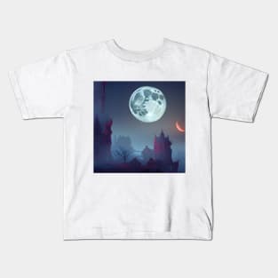 Midnight Full Moon Kids T-Shirt